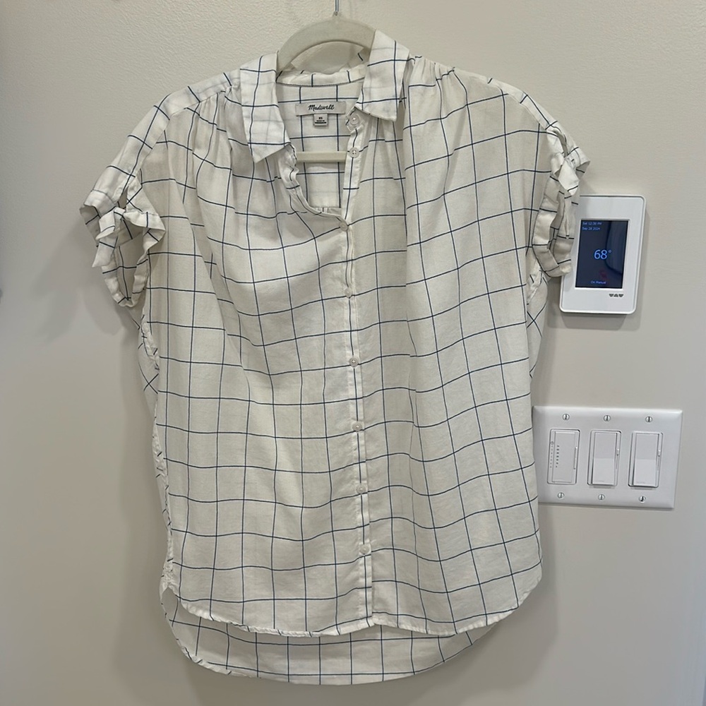 Madewell window pane patterned collared shirt XS